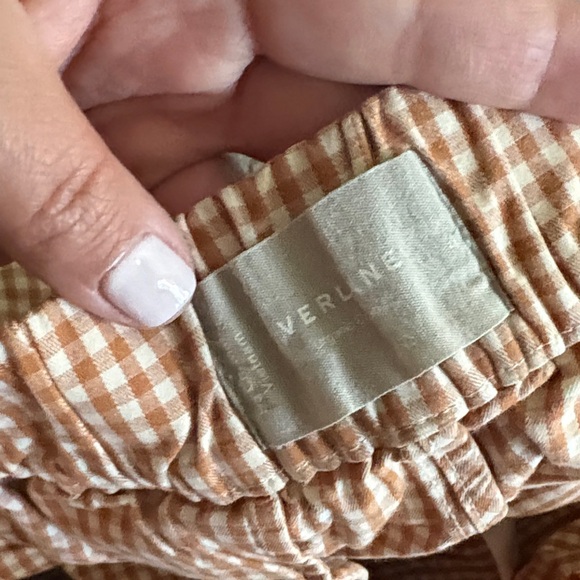 Everlane Light Brown and White Gingham High-Waist Women's Shorts Size 4 - Picture 2 of 9